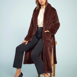 REFORMATION Hudson Faux-fur Belted Coat